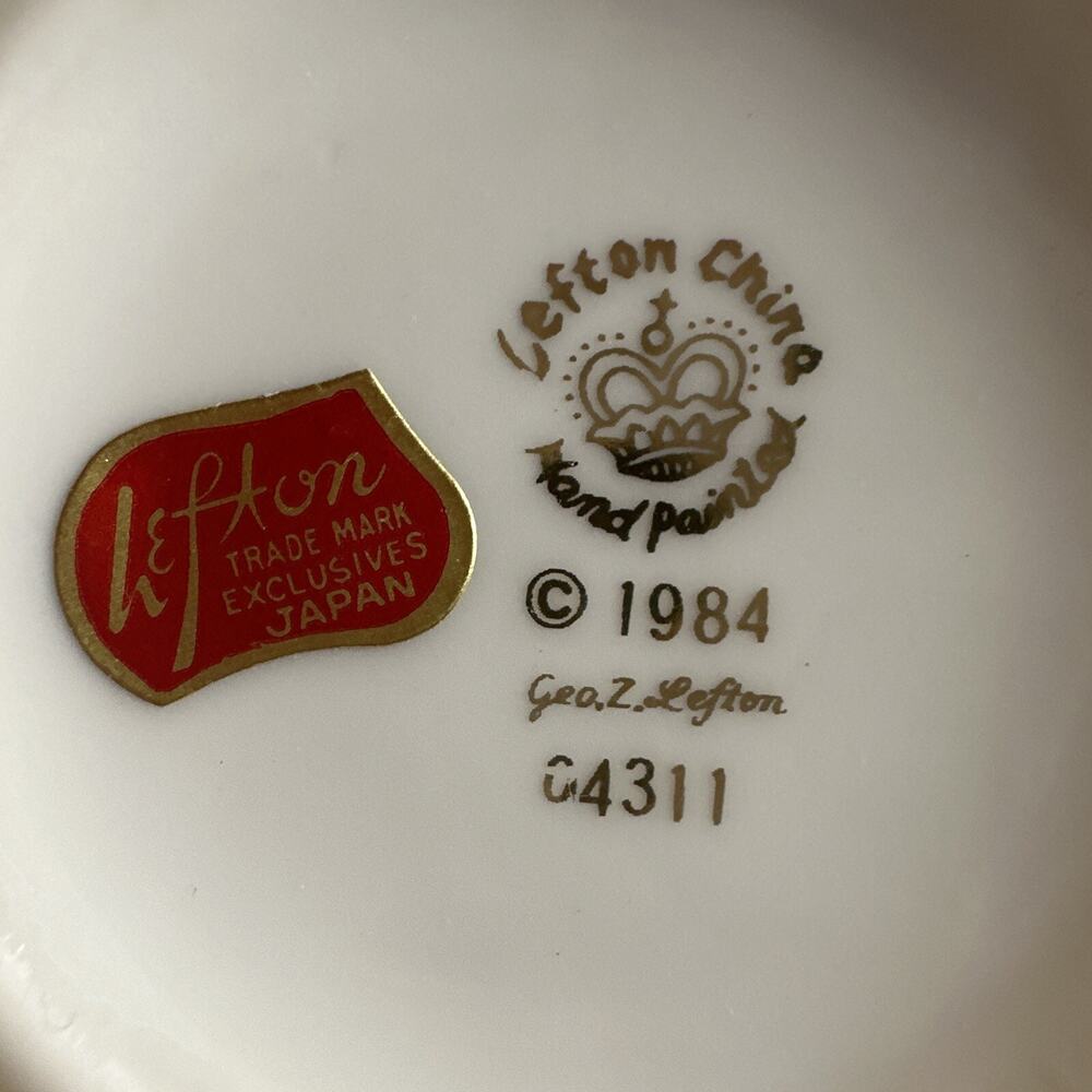 Vintage Lefton Bone China Hand Painted Flower Water/Creamer Pitcher & Bowl-Japan - Picture 8 of 9